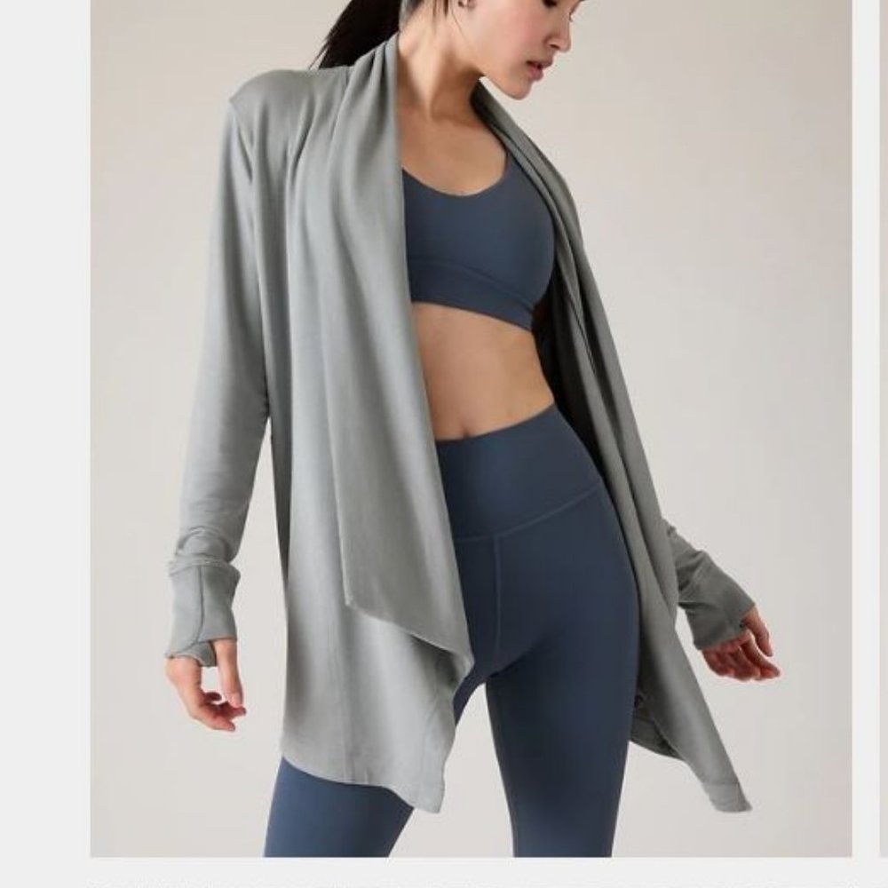ATHLETA Plus Cozy Soft Pranayama Restore Wrap Storm Cloud Cardigan 1X